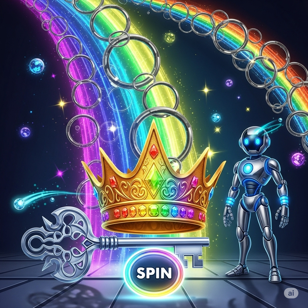 Slot bertema pelangi dari logam