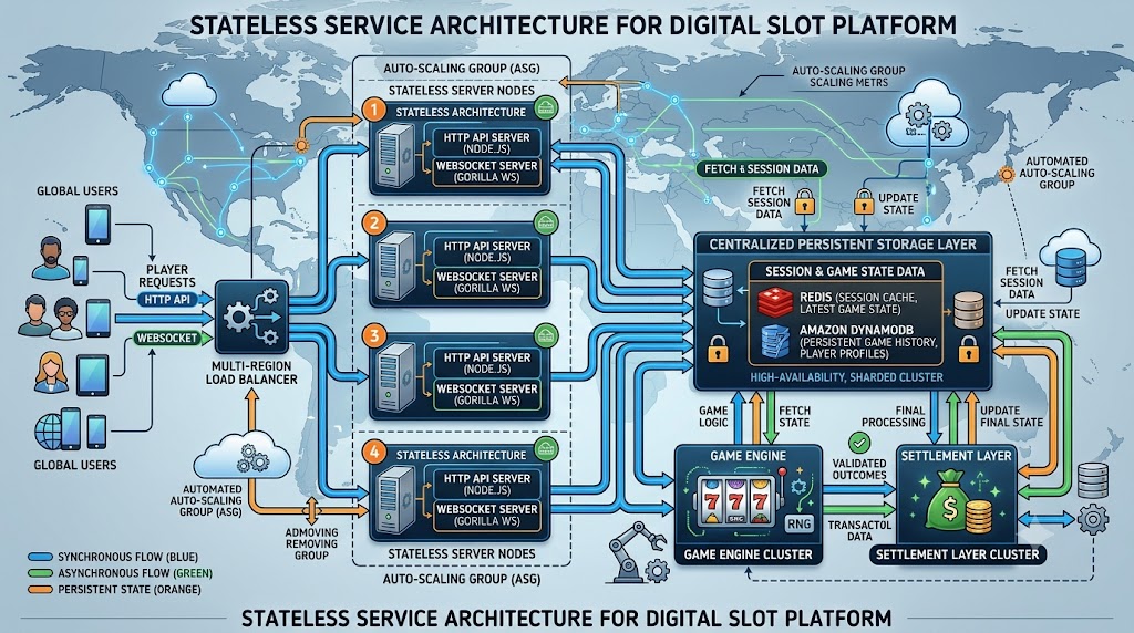 Kajian arsitektur layanan tanpa status pada slot